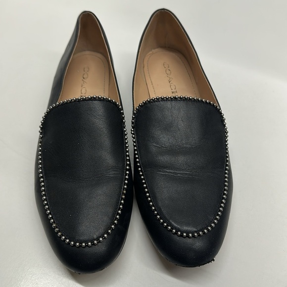 Coach Harper Loafers Leather Metal Beaded Slip On Shoes Black Silver Size 9 - Picture 3 of 11